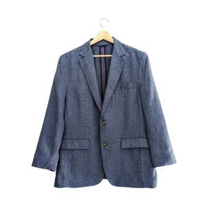 Bonobos Sport Coat Blazer 40R Blue Plaid Linen Blend Profilo Italia Unstructured